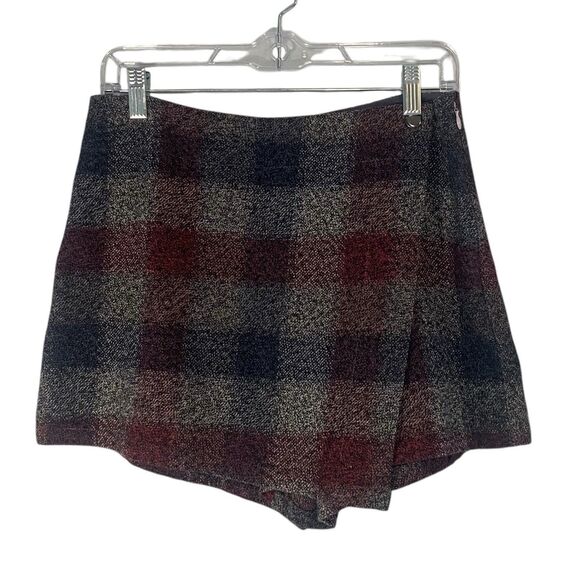 Free People Womens Emmy Mini Menswear Plaid Skort Grey Cotton Size 6 - Picture 2 of 13